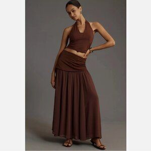 Brand New By Anthropologie Dropped Yoke-Waist Maxi Skirt